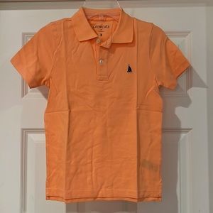 NWT J. Crew Crewcuts Boys Peach Short Sleeve Polo Navy Sailboat size 8